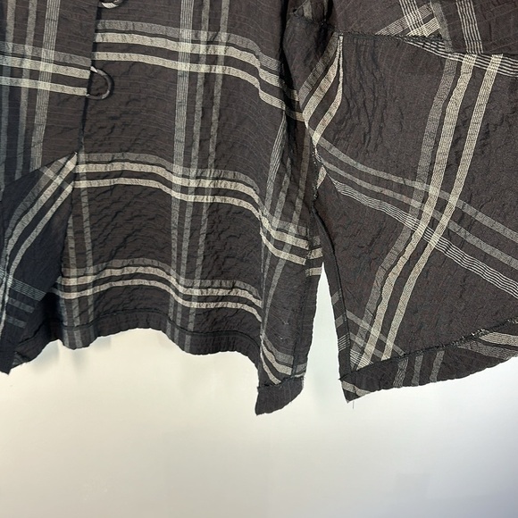 Ali Miles Plaid Tunic Top Size PM Artsy Crinkle Fabric Asymmetrical Fall Autumn - Picture 13 of 13